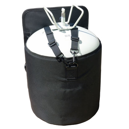 BÖCK V12 Rucksack mit Sprühkleber Gallone 13 kg – sicherer Halt des 22-Liter-Druckbehälters